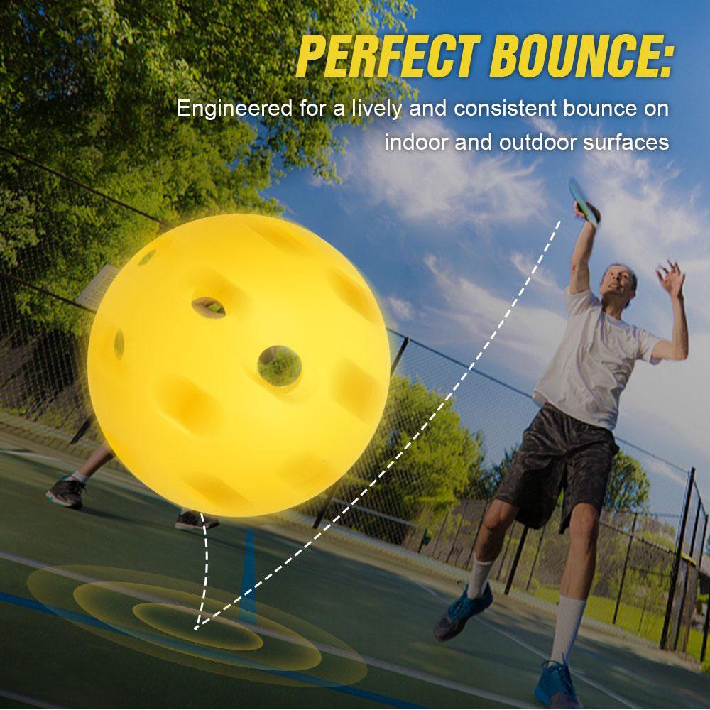 6 Pack Pickleball Balls 26 Holes Pickleballs for Outdoor Indoor Sports Pickle Ball Set Durable Cricket Kit Net Bag