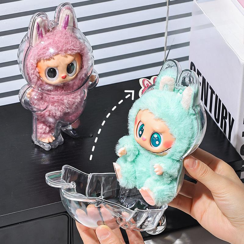(No Doll)LABUBU Doll Transparent Protective Case, First-generation Labubu, Second-generation Party Backpack Pendant Storage Display Box