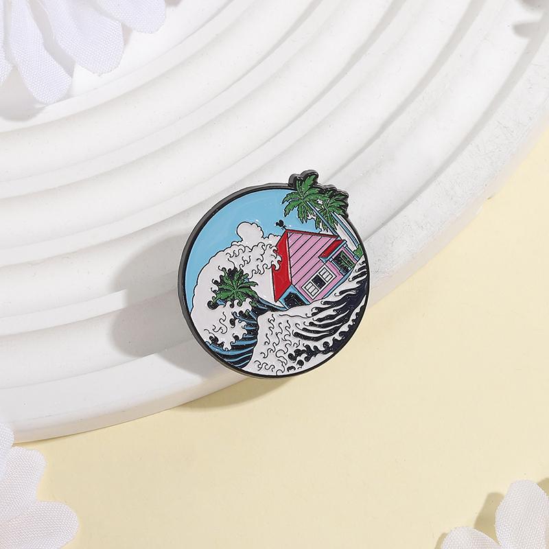 Classic Japanese Anime Enamel Pins Custom Wave House Brooches Lapel Badges Clothes Funny Jewelry Gift for Friends