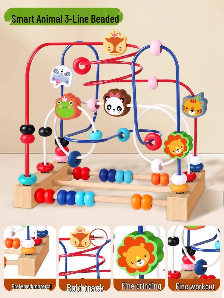 Montessori Bead Maze & Building Blocks for Babies, Ages 6 Months To 2 Years - Early Education Puzzle