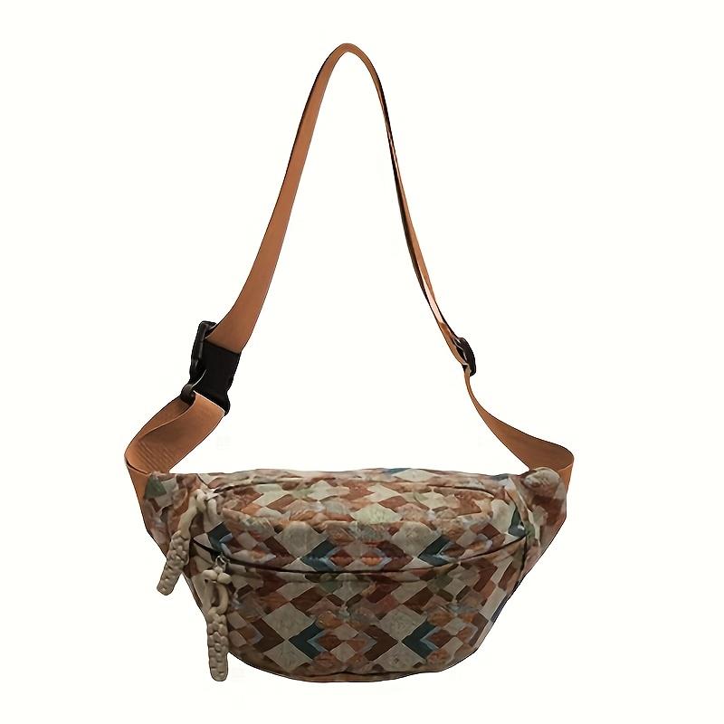 Vintage Crossbody Running Bag for Women Stylish Waist Pack with Adjustable Strap, Zipper Closure, Perfect for Phone, Keys, Running Accessory