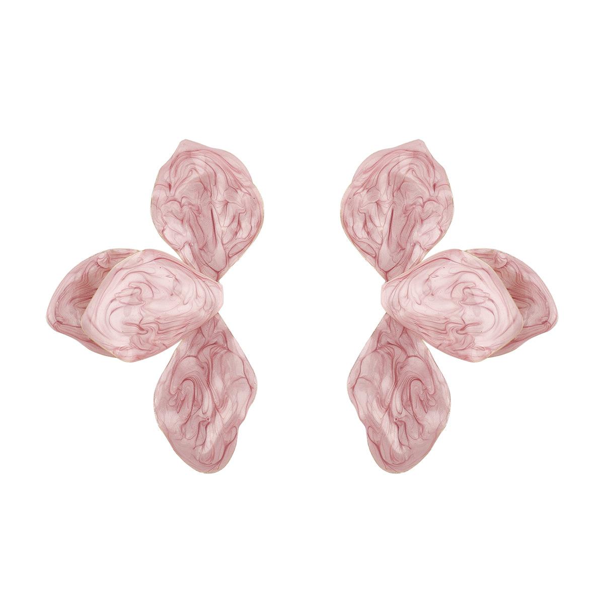 Exaggerated White Oil Drop Big Flower Earrings for Women Bohemian Texture Metal Leaf Earrings Y2K Party Jewelry Accessories