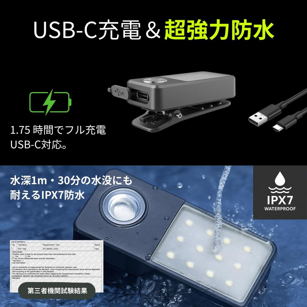 Running Walking Outdoor Handheld Light Angle and Spot Mode Memory Lightweight IPX7 Link-N Light, Light, Rechargeable, [Wide Light, Function, 22.9g,