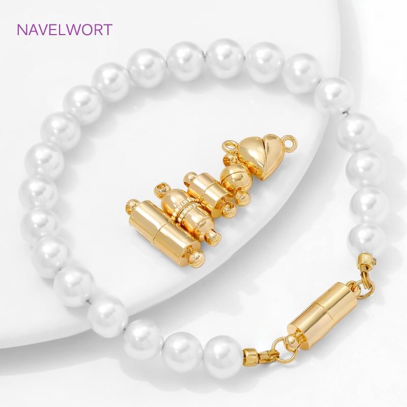 18K Gold Plated Heart Magnet Clasps Charms Brass Metal Magnetic Connector For Bracelet Necklace Making DIY Accessories Wholesale