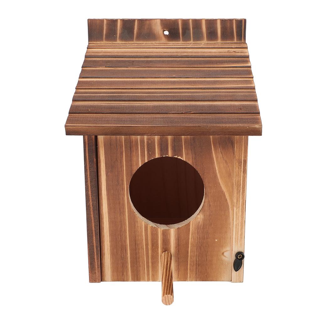 Bird House 6cm Hole Wooden Blue Bird Nesting Box with Perch for Outdoor Garden Balcony
