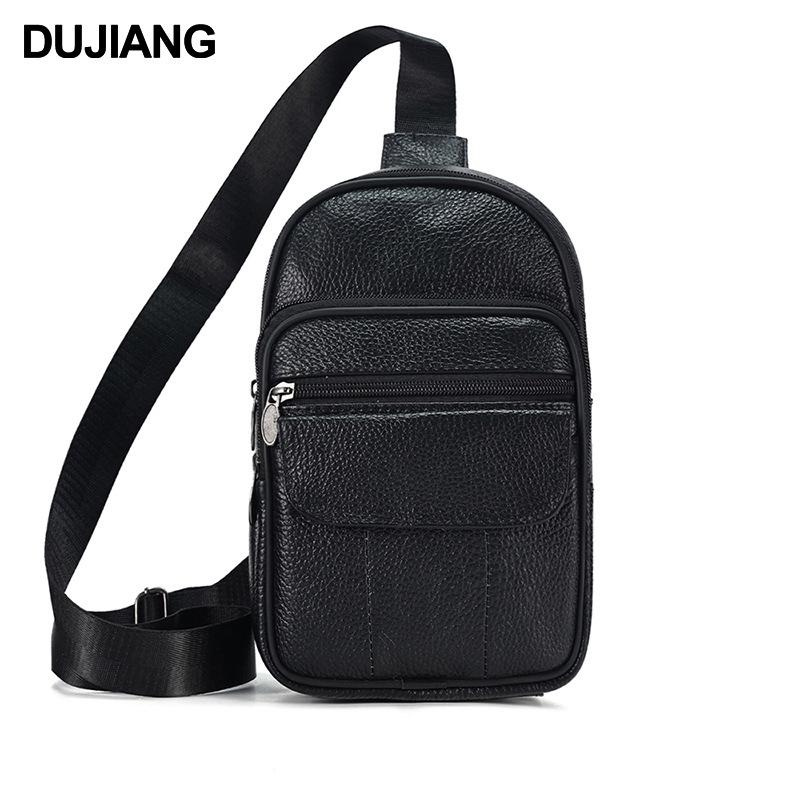 First Layer Cowhide Men S Breast Bag Outdoor Sports Chest Bag Men S Business Leather Messenger Bag 16*8*25