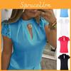 Elegant Women Casual Chiffon Short Sleeve Splice Lace Crop Formal Tops Blouse T Shirt For Comfortable Summer Wear