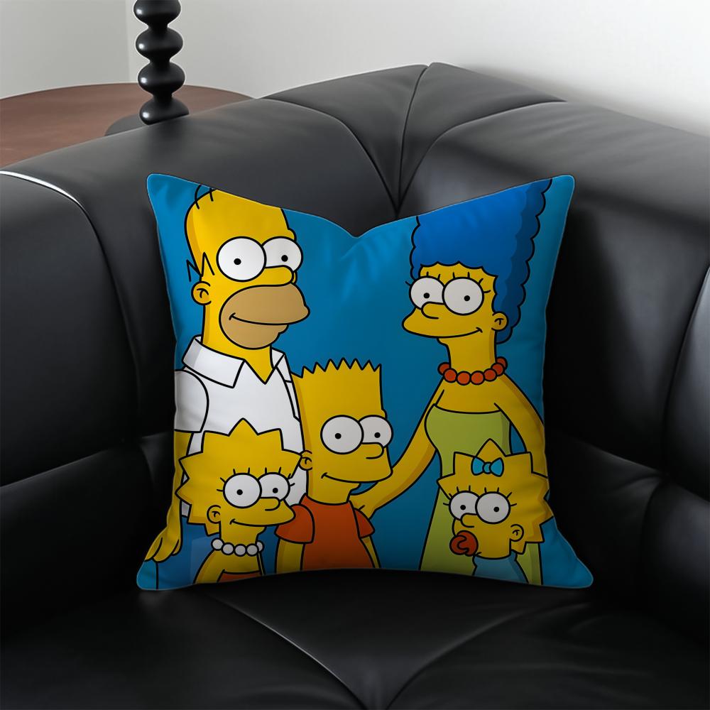 TThe Simpsons Cushion Cover Pillow Case Antidustmite Invisible Zipper Silky Plush Cushion