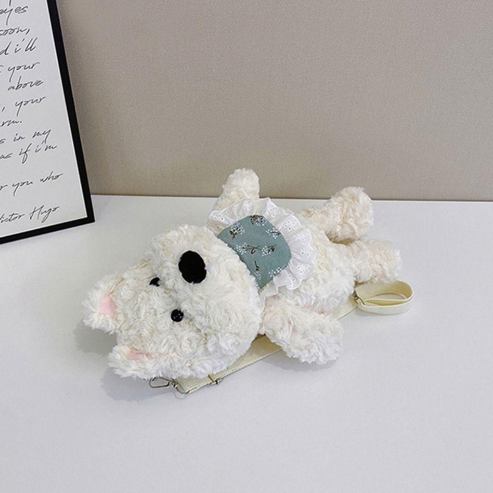Shoulder Bag Westie Dog Plush Backpack Stuffed Running Dog Knapsack  Kids Playing Supplies