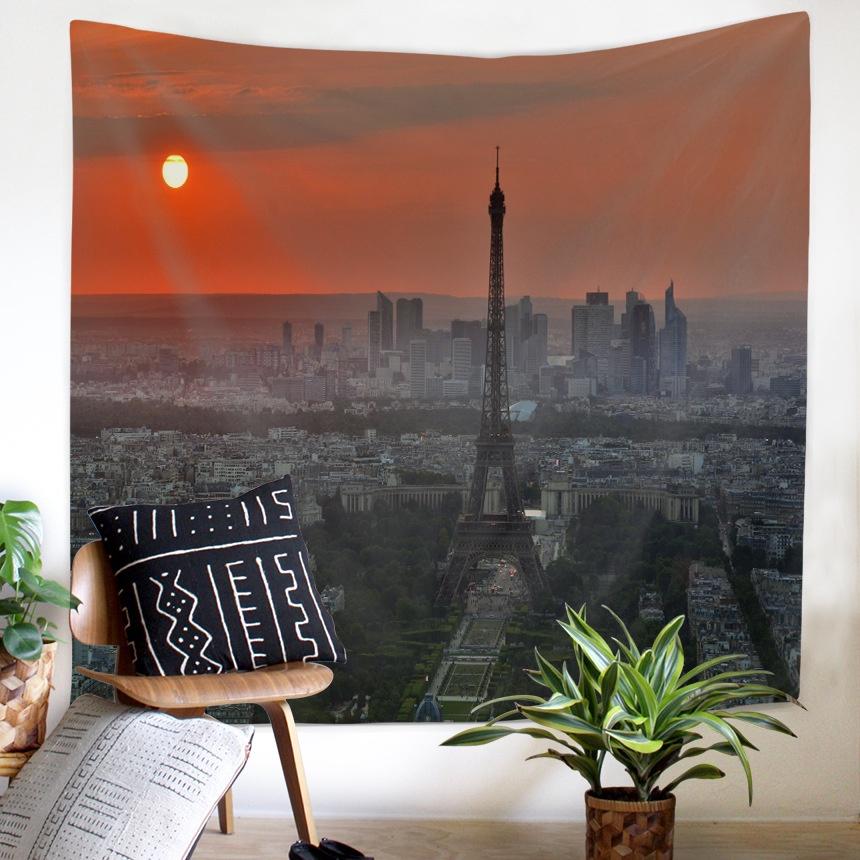 

Nordic Paris Eiffel Tower Landscape Polyester Tapestry For Renting House Renovation Student Dormitory Wall Background Hanging Cloth Style B,130*150cm/51.18*59.06in