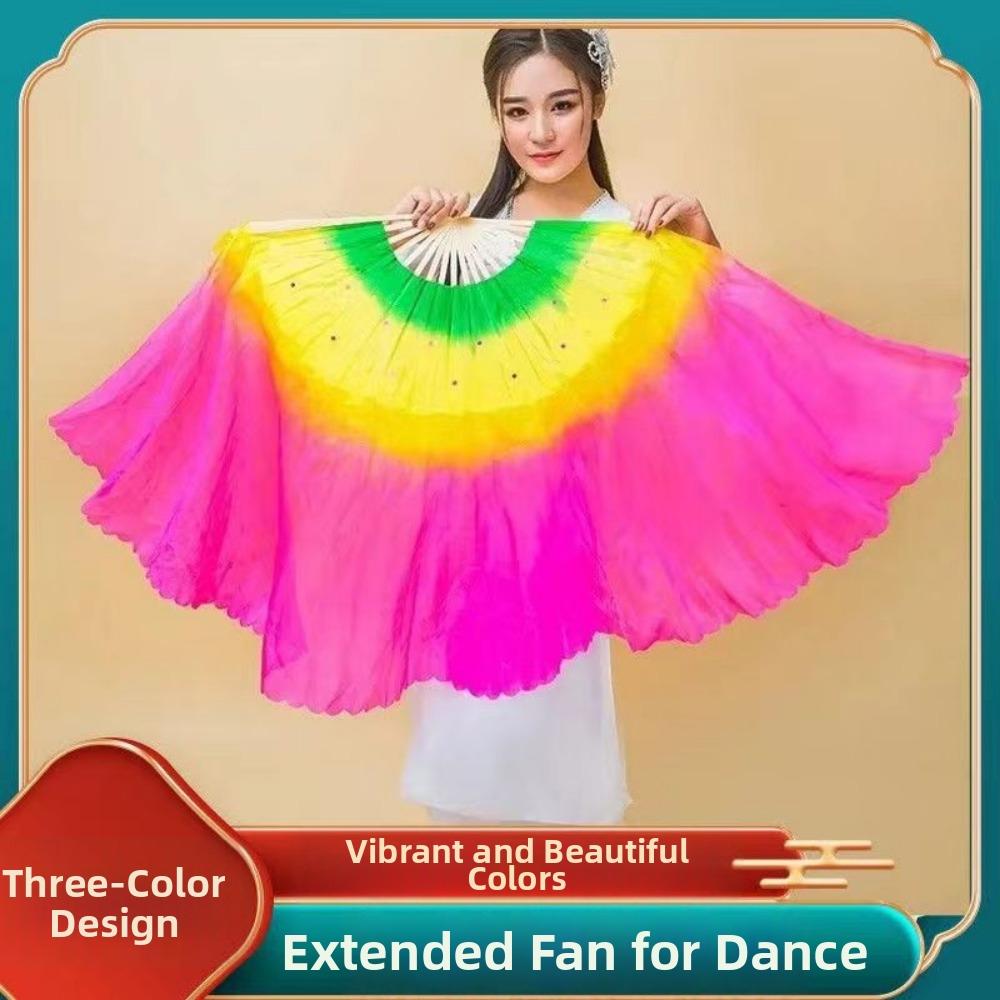 45cm Half Circle Silk Kids Children Bamboo Fans Hand Dye Adults Fan Veil Pairs Yangko Dance Tools