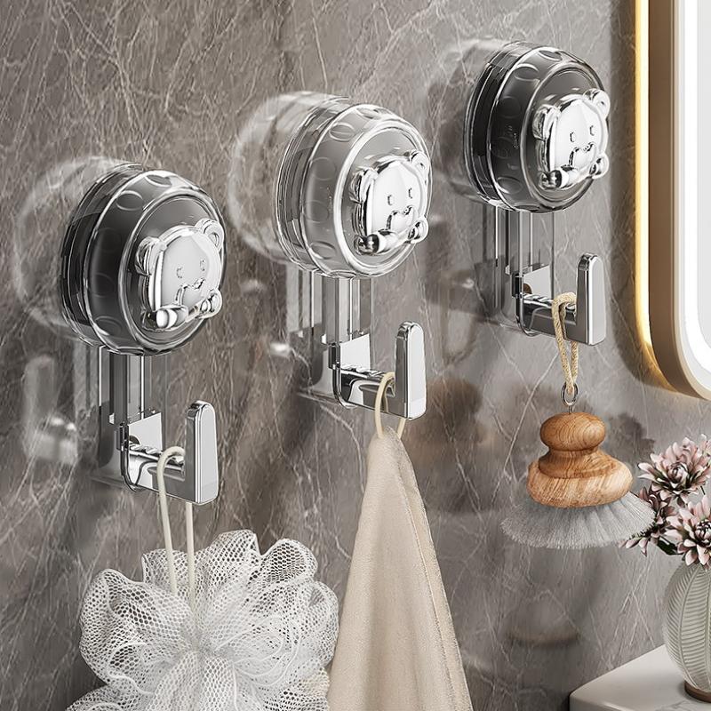 Powerful Suction Cup Hooks Traceless Heavy Duty Robe Towel Hook Keys Clothes Bag Hanger Hook Bathroom Kitchen Organizer Hook