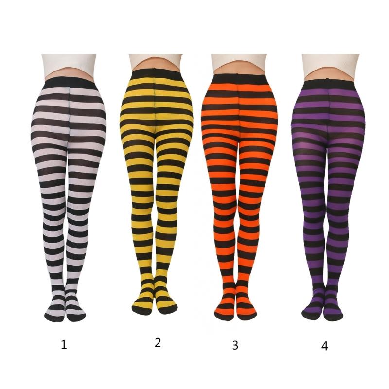 Collant a righe casual da donna Leggings a righe di Natale Collant lunghi fino alla caviglia Calze autoreggenti Accessorio per costume da festa