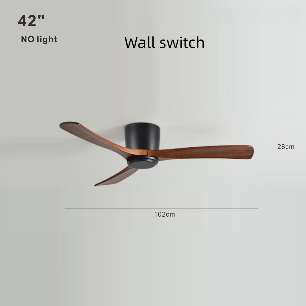 Nordic Minimalist Variable Frequency Fan Living Room Bedroom Solid Wood Ceiling Fan Creative Villa Hotel Decoration Fan