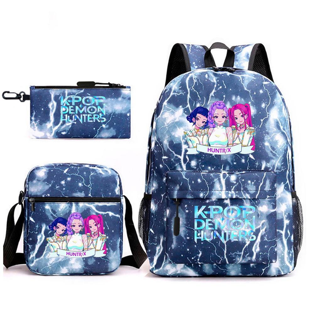Demon Hunter Girl Group Backpack Kpop Backpack Digital Color Printing Boys And Girls School Bag Shoulder Bag Three-Piece Set