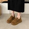 Fashion Women's Fashion Thick Sole Single Shoes Spring New Round Head Suede Metal Buckle Anti-slip Wear-resistant Flat Shoes