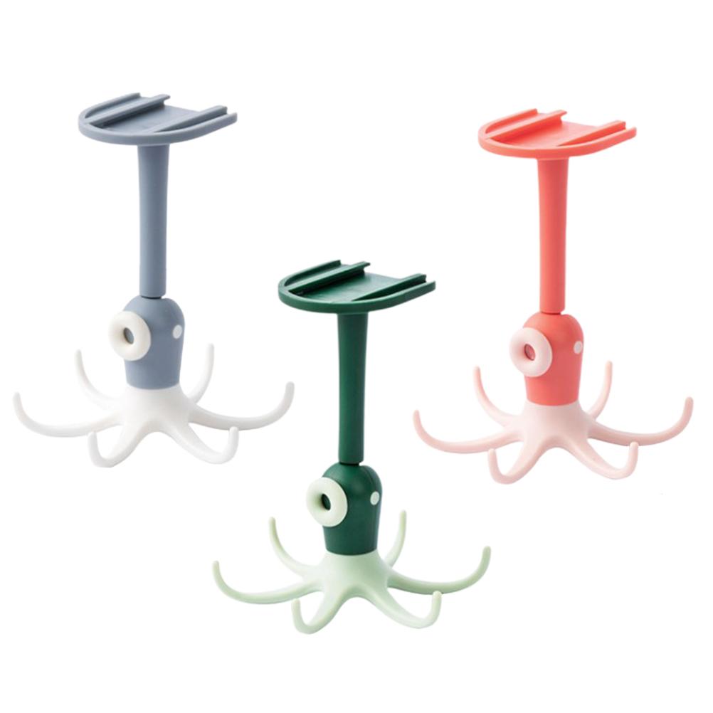 Kitchen 360 degrees  Rotated Hooks Punching Free Six Claw Hook Storage Rack for Cooking Accessories Cabinet Bathroom