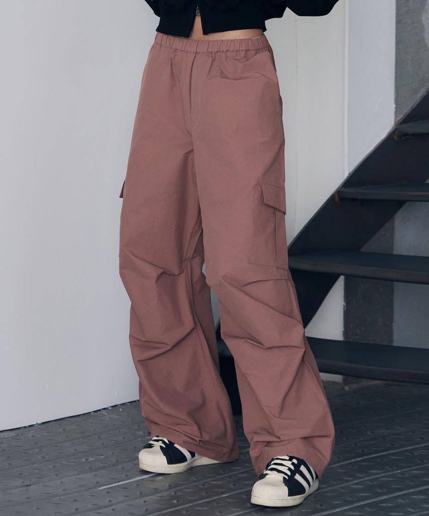 Ledeoli Parachute Wide Cargo Pants [Dusty Pink]
