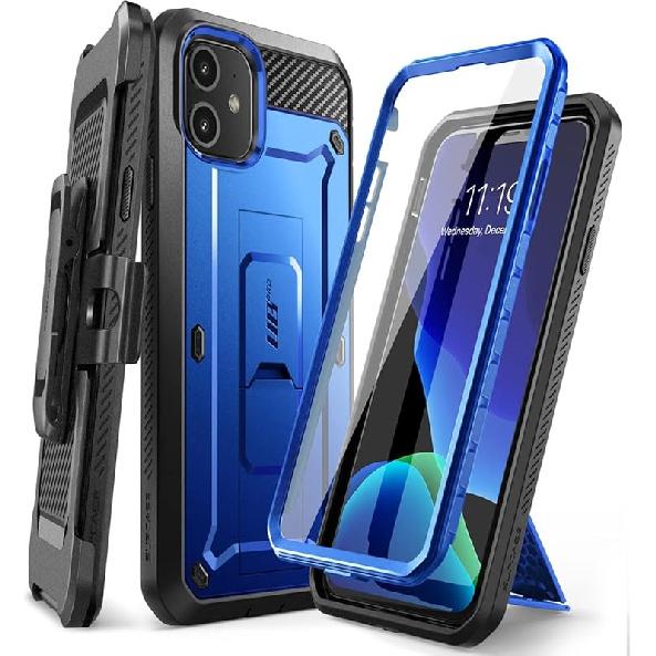 

SUPCASE для iPhone 11 Чехол с защитной пленкой (Unicorn Beetle Pro), [Встроенная подставка и клипса для ремня] [Защита военного класса] Сверхпрочный, полнокорпусный королевский синий
