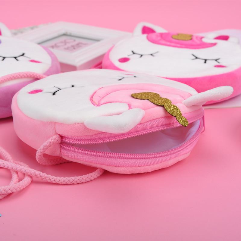 Adorable Unicorn Plush Shoulder Bag For Kids Portable Snack Storage Gift