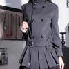 Trench Coat Dress Women's Dark Gray Stand-Up Collar Double-Breasted Nylon