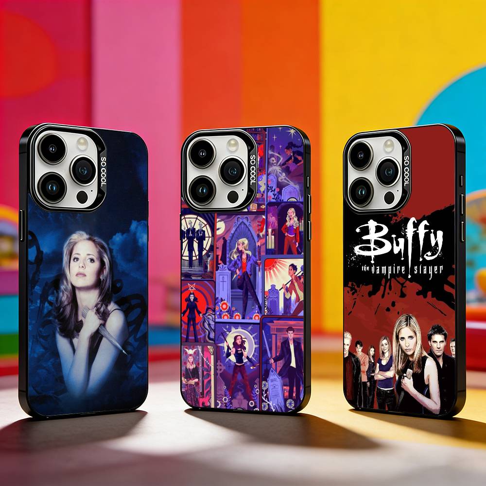 B-Buffy the Vampire Slayer Phone Case For iPhone 17,16,15,14,13,12,11 Plus,Pro Max,XS,Colored silver phone case