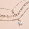 Fashion Diamond Key Lock Pendant Necklace, Simple Metal Chain Collarbone Necklace For Women