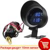 Car Digital Led Water Temperature Gauge -10-110 Celsius With Water Temp Joint Pipe Sensor 10MM Adapter 1/8NPT Voltmeter 2 IN 1