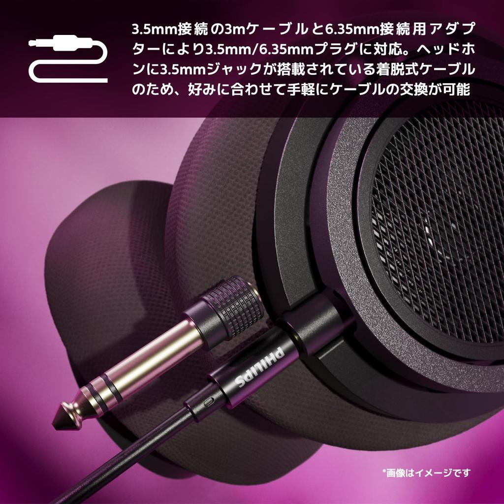 Philips SHP9500CY Open-Back Wired Headphones 70s Retro Design 50mm Drivers 12-35kHz Frequency Response 3.5mm Detachable Cable 1-Year
