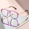 Double-beam flat-top anti-blue light Eyeglasses with metal temple versatile for daily wear and decorative flat light Eyeglasses