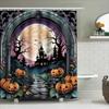 1Pchalloween Bat Moon Castle Shower Curtain For Bathroom Decor Spooky Art Backdrop