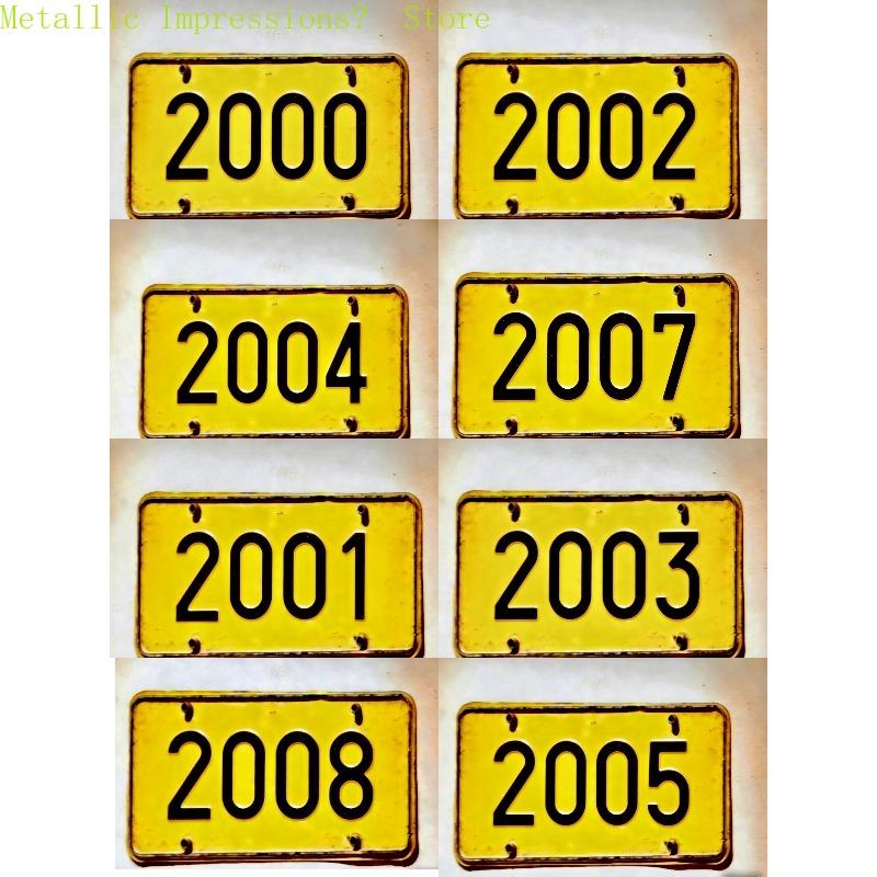 Vintage s Year Number Retro Yellow License Plate Pattern Aluminum Metal Painting High Definition Clear Print Bend Resistant