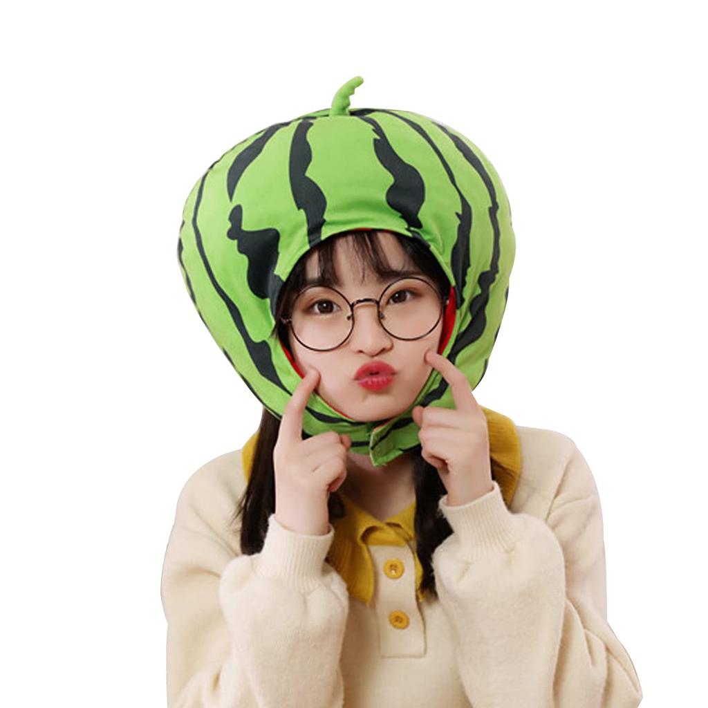 Edostree Watermelon Headgear, Watermelon Cap, Cosplay, Watermelon Hat, Plush Toy, Christmas, Halloween, Costume, Photo Shoot, Party Supplies, XGMZ-01