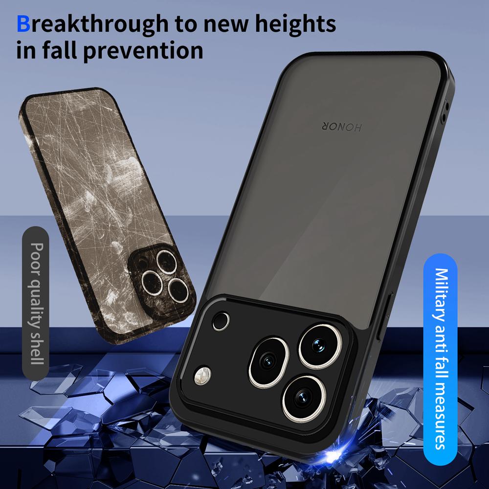 KEYSION Matte transluzente schwarze Handyhülle für HONOR 600 Pro 5G Weiches Silikon+PC Anti-Rutsch Stoßfeste Abdeckung für Huawei Honor 600