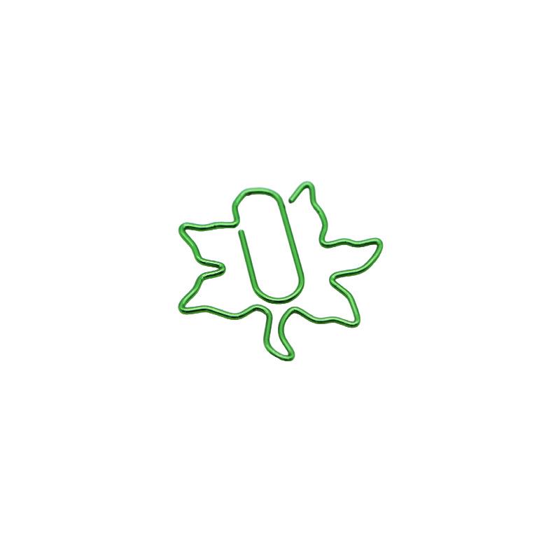 Maple Leaf Green Metal Paper Clips for Office and File Organization