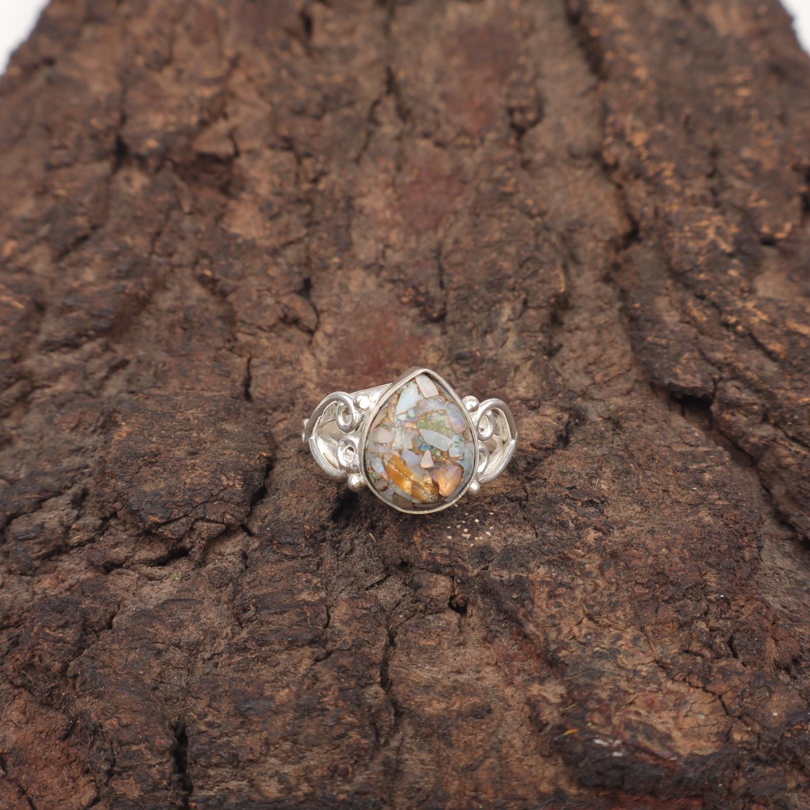 

Предложение ко Дню дружбы Кольцо-коктейль из натуральной эфиопской медной бирюзы и серебра 925 пробы RR-46-44 15