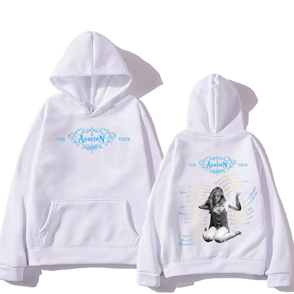 Addison Rae Tour Merch Hoodies Unisex Fashion Long Sleeve Sweatshirts Trends Design Aesthetic Clothing High Street Pullover