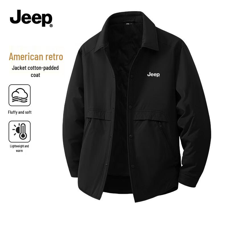 

JEEP Men s Shirt-Collar Anti-Static Warm Cotton Jacket XL
