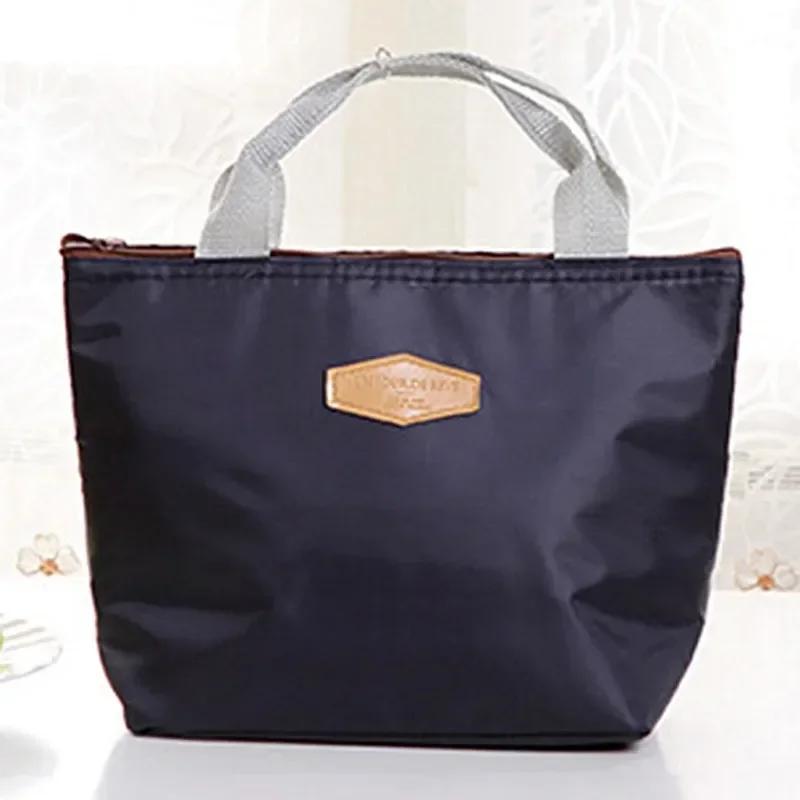 Lunch Box Camping Picnic Lunch Bag Solid Color Portable Insulated Refrigerated Bag Cold Food Cooler Thermal Bag Handbag Hot