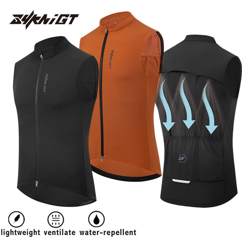 ZYKNIGT Cycling Vest, Unisex Cycling Jacket Windproof and Waterproof Cycling Jersey Double Zipper Sleeveless Cycling Top