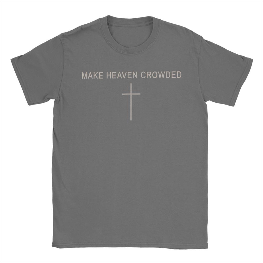 Men's Make Heaven Crowded Cross Subtle Christian Faith Minimalist T-Shirts  Clothing Summer Short Sleeve T-Shirt Plus Size