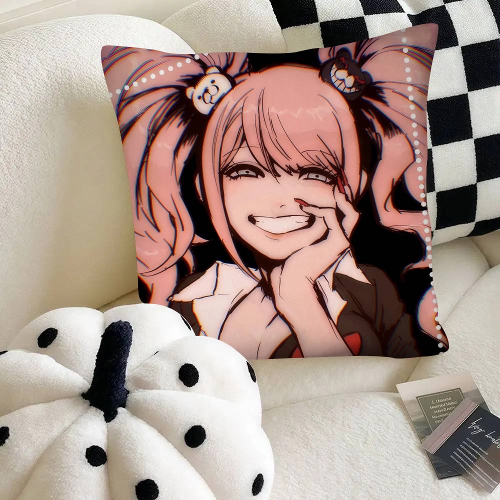 Эносима Дзюнко Горячая Аниме Игра Данганронпа Наволочка Квадратная Подушка Спальня Диван Отдых Комфорт Подушка Автомобиль Домашний Декор 40cm x 40cm