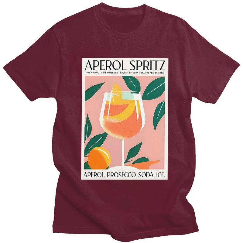 Custom Vintage Cocktail Drink Orange Spritz Aperols T Shirt Men Short Sleeve Tshirts Casual Tee Pure Cotton Slim Fit Tshirt