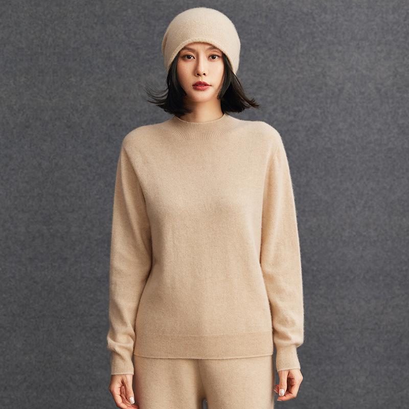 Women's Cashmere Loose Half-High Neck Sweater – Versatile Casual Knitwear for Autumn/Winter