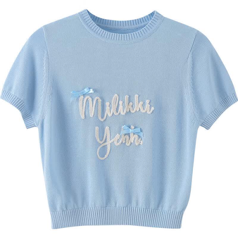 MIMIHELLO Girls' 2026 Summer Korean Style Short Sleeve T-Shirt