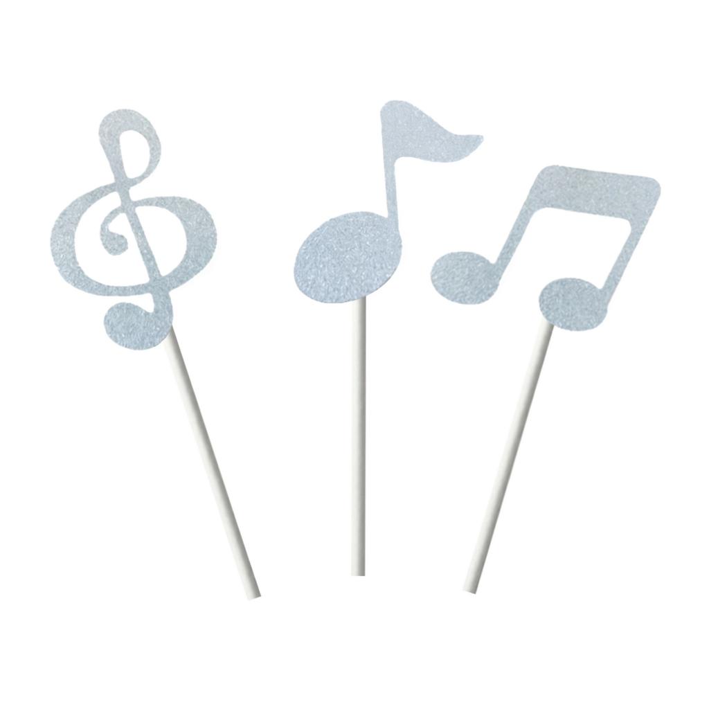 Music Note Cake Toppers Set of 6 for Birthday Party Decorations Musical Theme Cupcake Picks DIY Cake Flags Reusable Accessories