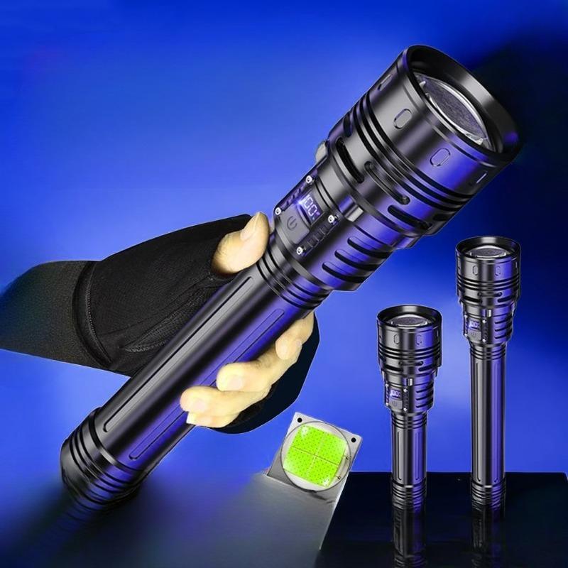 10000MAH Powerful LED 10000mah Flashlight Charging Telescopic Focus Remote Long Strong Hand Lamp Laser Camping Torch Zoom Display