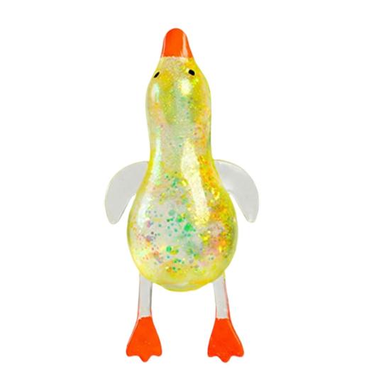 1/4Pcs Duck Sugar Stress Ball Anxiety Relief Glitter Powder Duck Squeeze Toy Stretchy Slow Rising Relaxing Clear Duck Pinch Fidget Toy