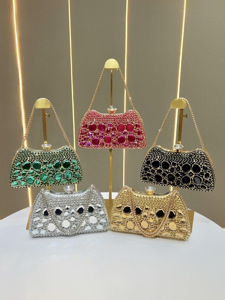 Luxury Ladies Clutch Bag With Rhinestone Embellishments For Evening Parties And Formal Events