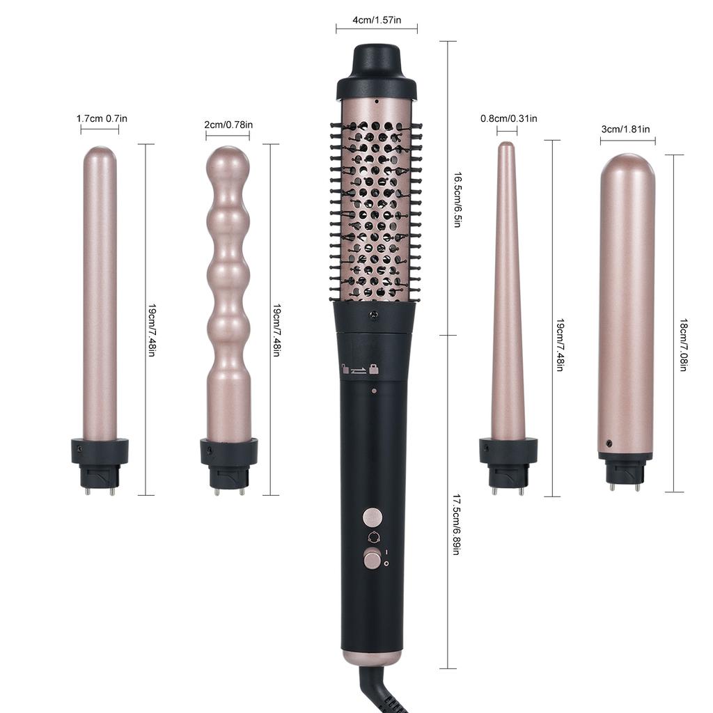 5-IN-1 Haar Curler Set Haar Glättung Pinsel Haar Curling Eisen Zauberstab Temperatur Einstellbar Haar